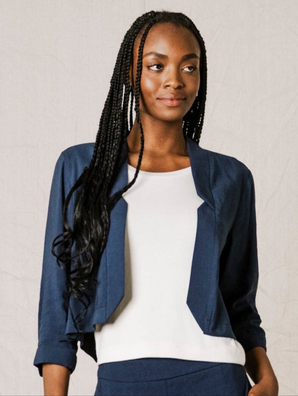 Nassau Cropped Blazer Navy Blue